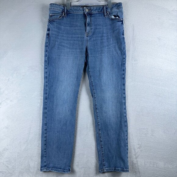 Simply Vera Vera Wang Straight Jeans Women's Size 16 Medium Wash Mid Rise Blue - Picture 1 of 12